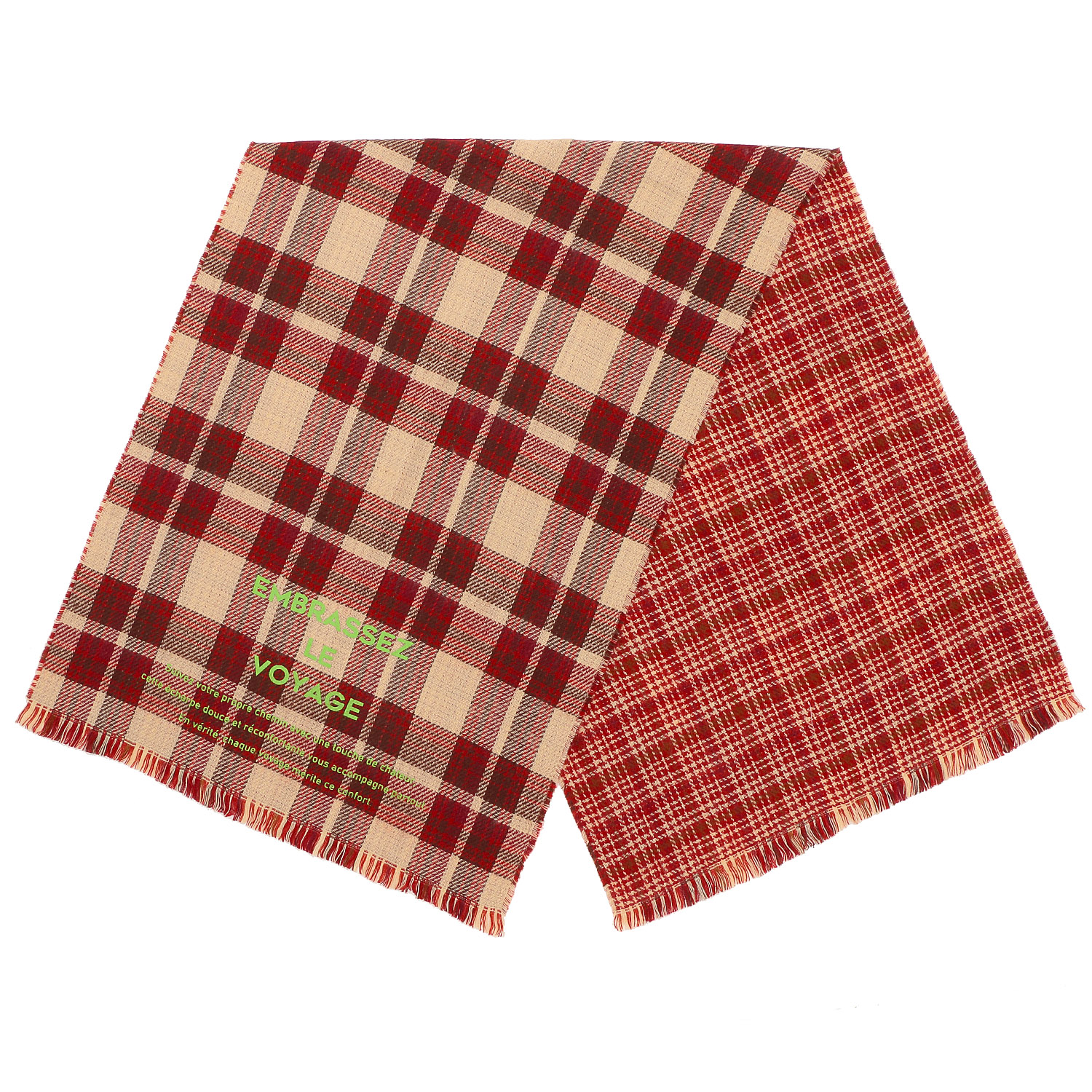 チェックリバーシブルロゴプリントストール - 画像3