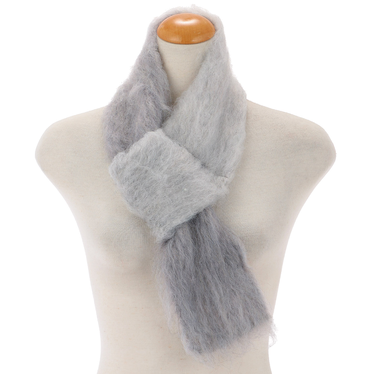 ウール混シャギーショートマフラー