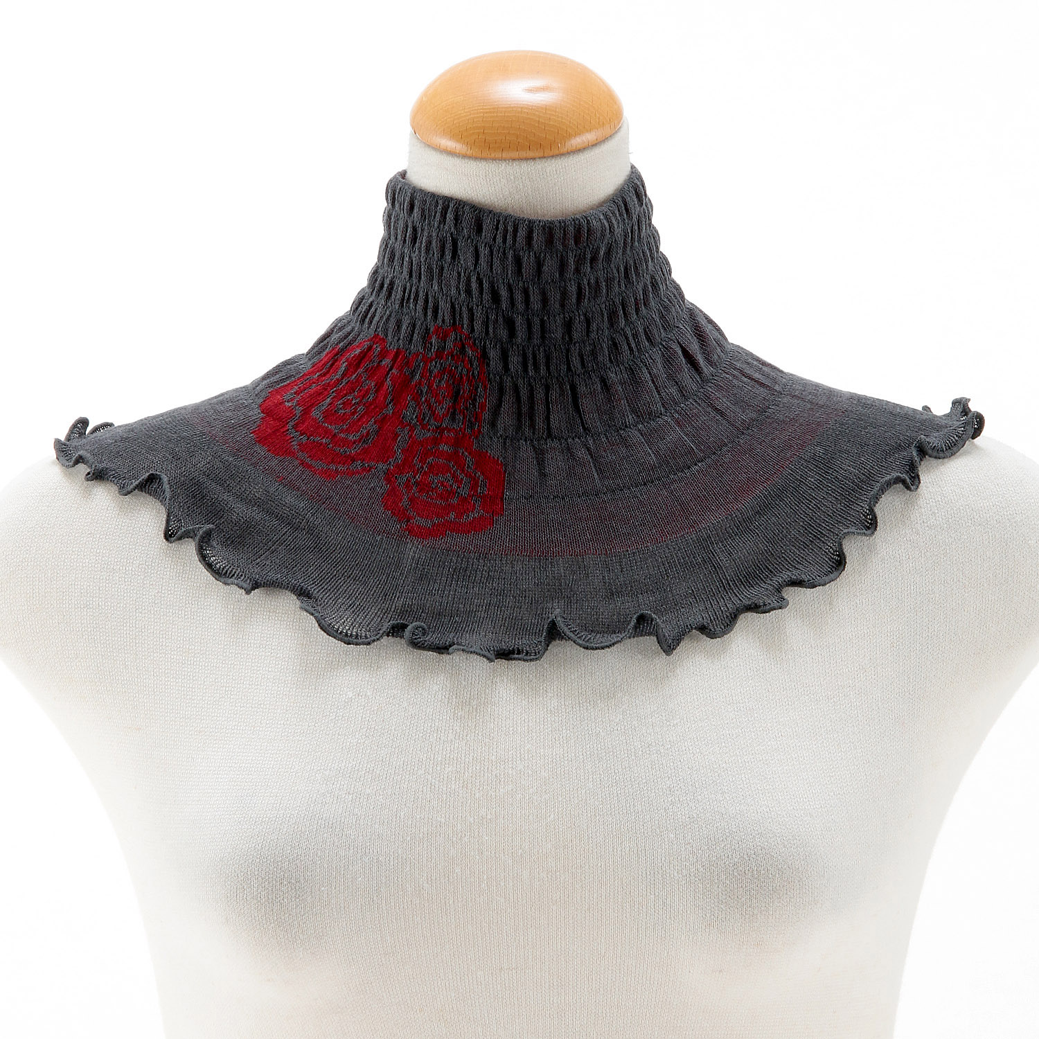 日本製 ネックカバー バラ柄 秋冬素材 - 画像2