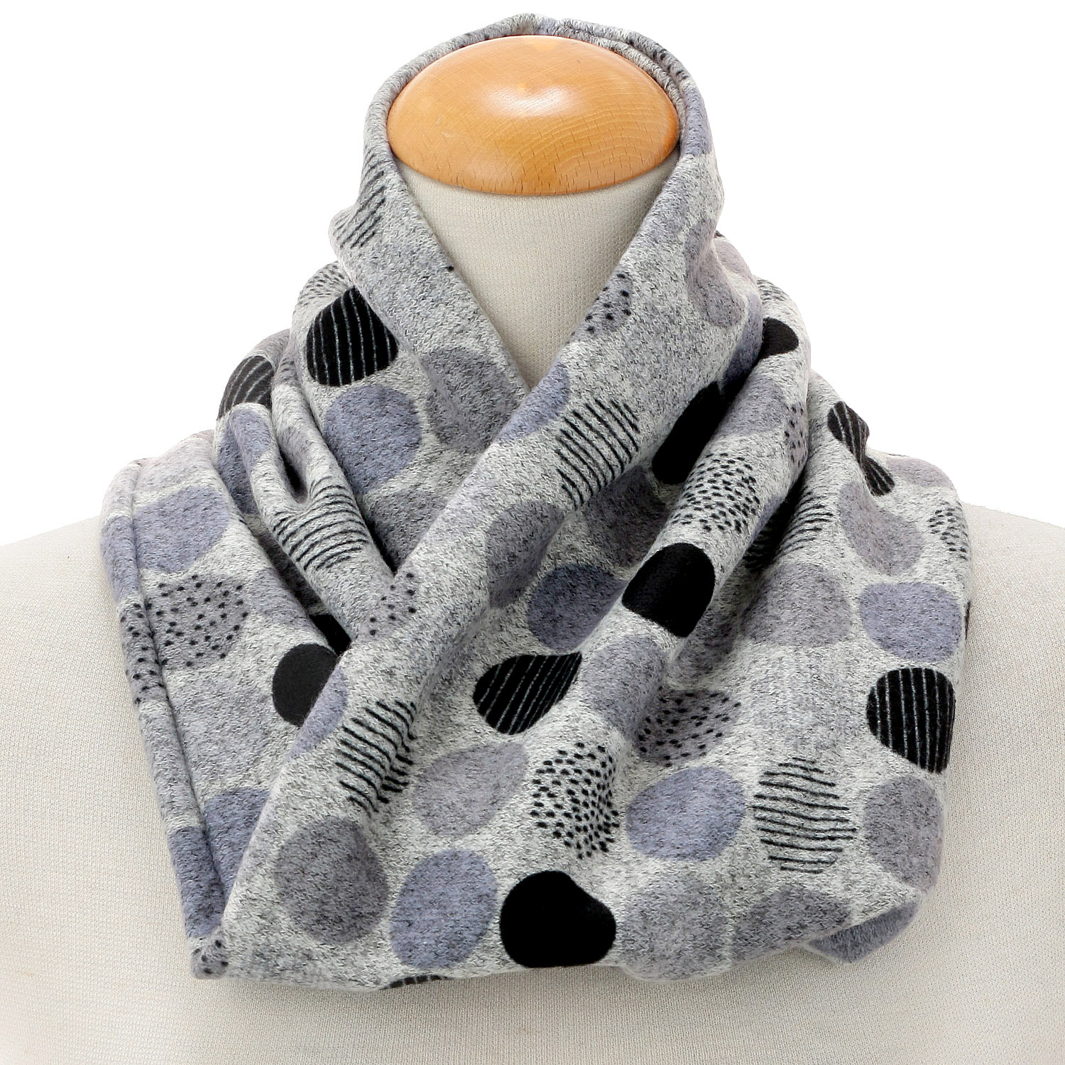 モノトーンドット柄スヌード