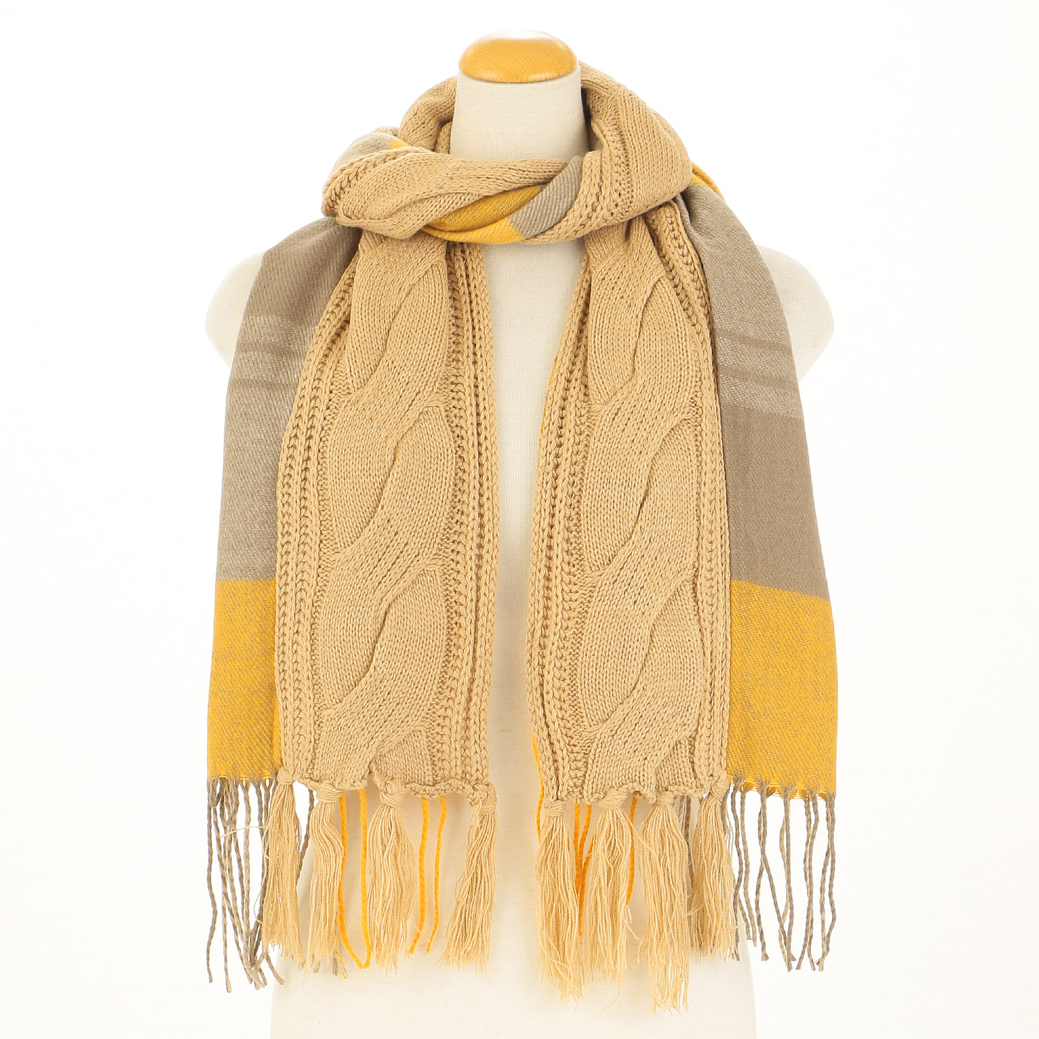 ケーブルニットストール チェック - 画像5