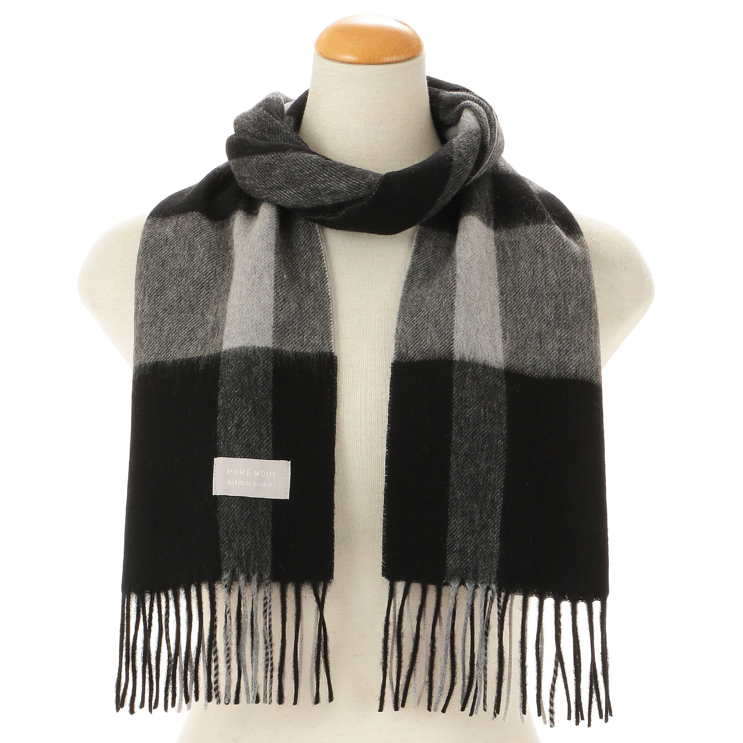 ウォッシャブルチェックウールマフラ－ - 画像2