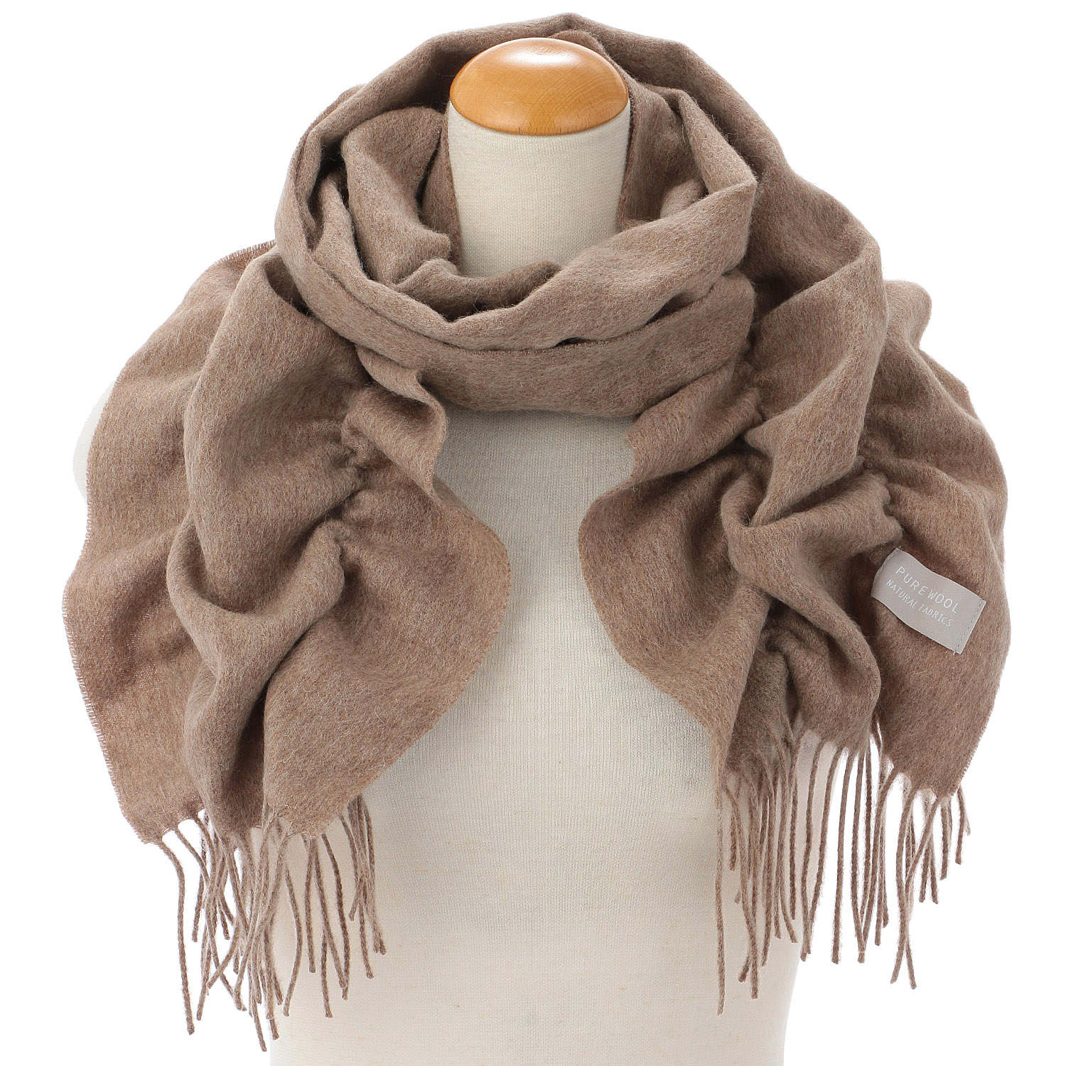 【グレー、モカブラウン終了】ウールシャーリング無地マフラー - 画像5