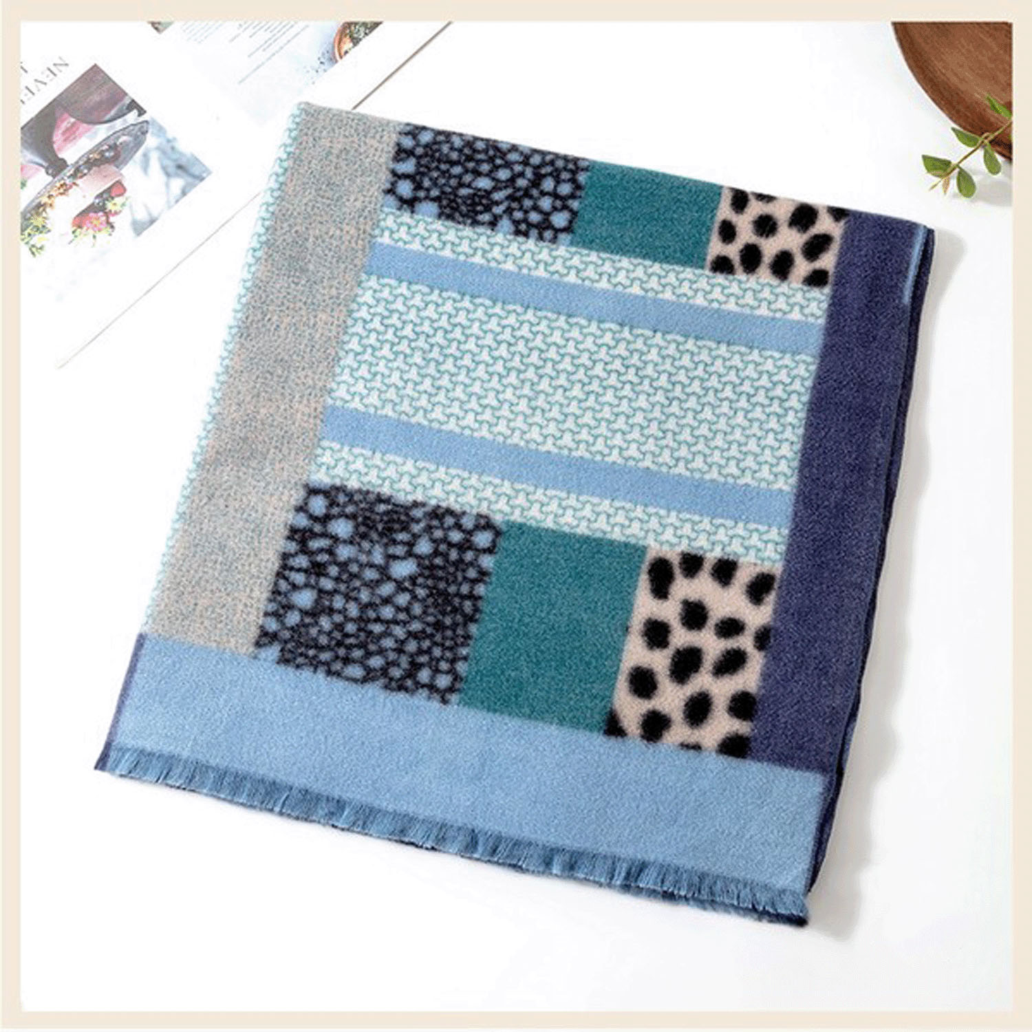 アニマル切り替え柄起毛ストール - 画像5