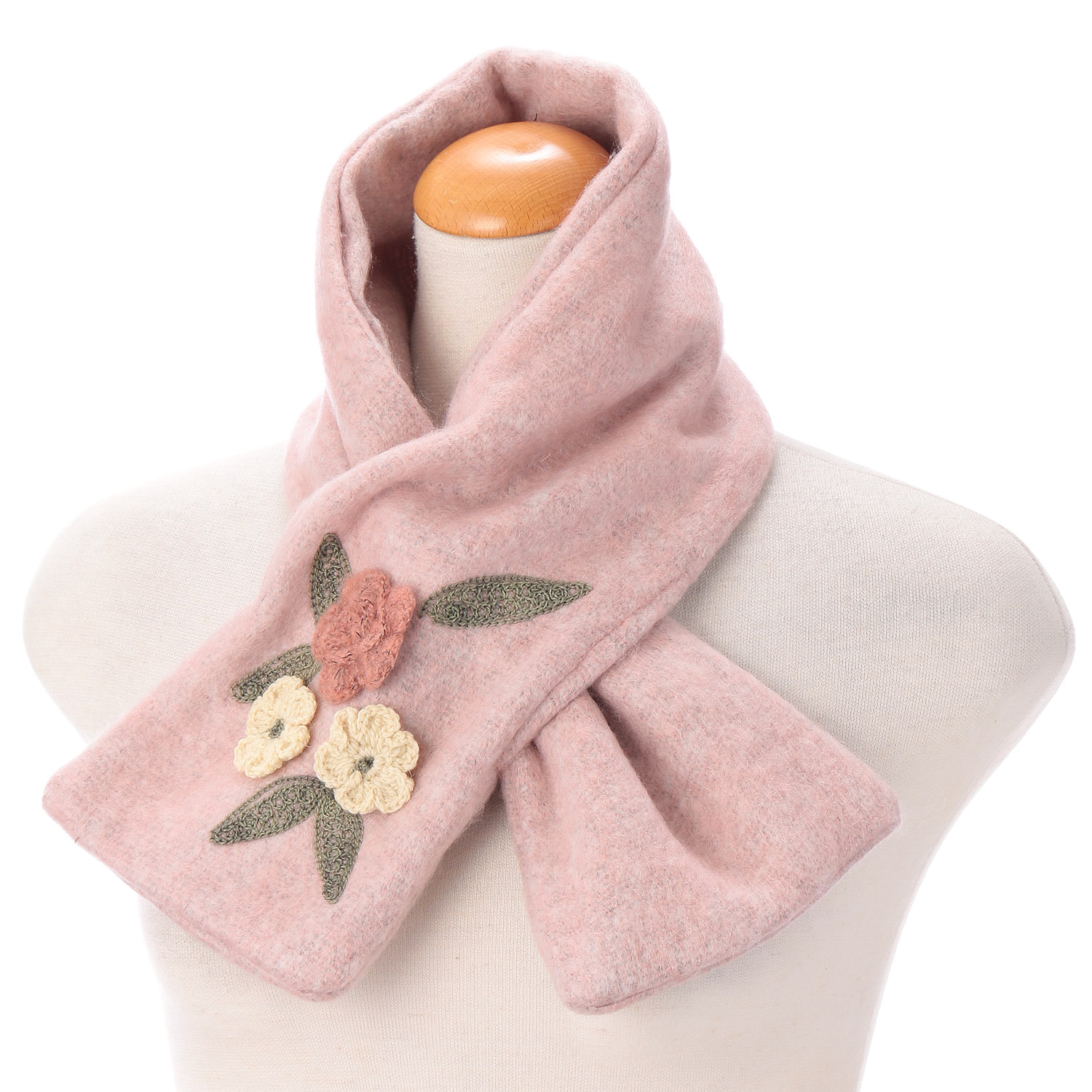 【シルバーグレー、ピンク終了】インド製 差込みマフラー フラワーモチーフ - 画像5