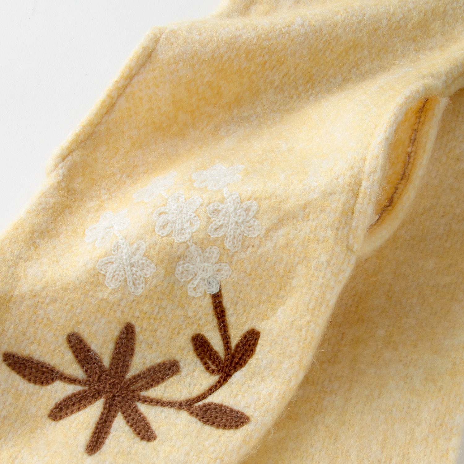 【チャコールグレー終了】インド製 刺繍差込みマフラー フラワー - 画像5