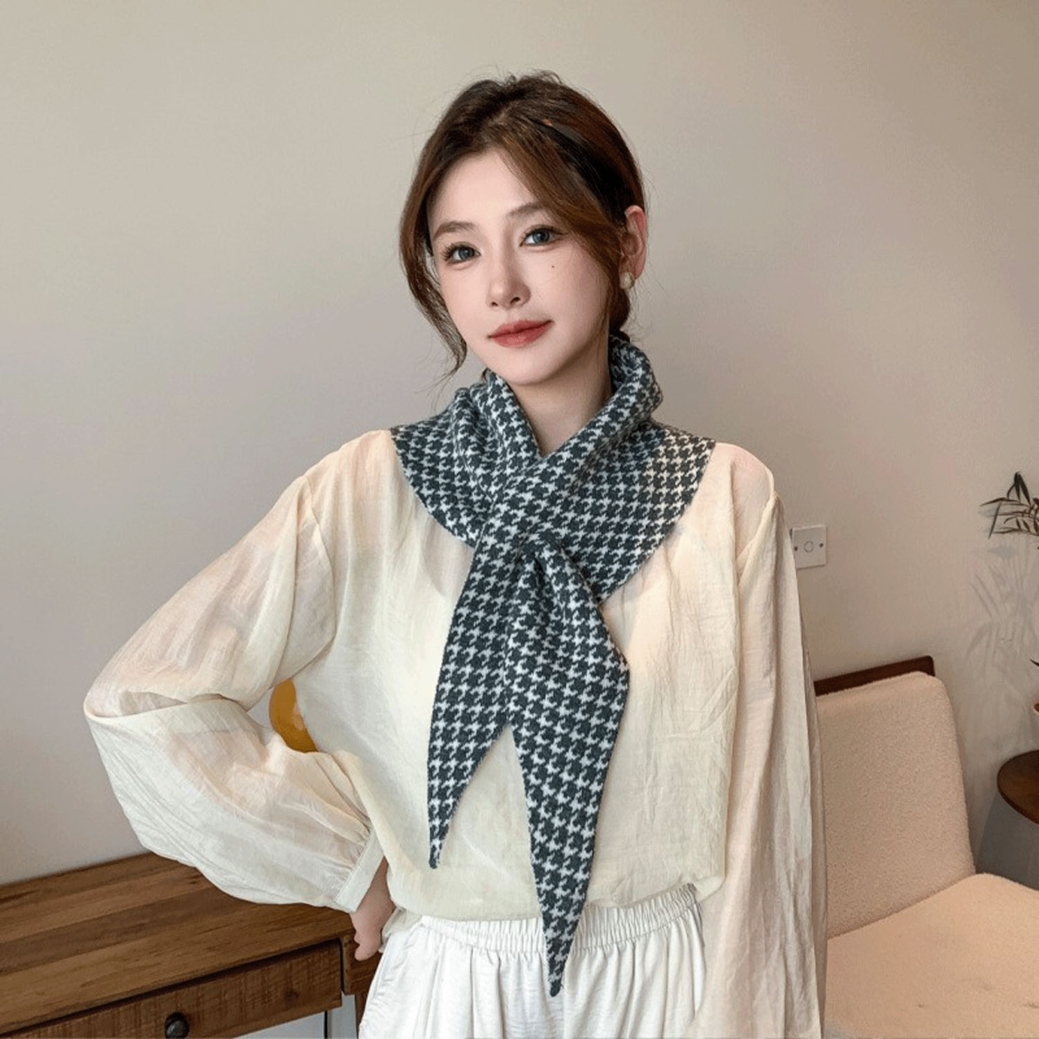 柄物細マフラー - 画像4