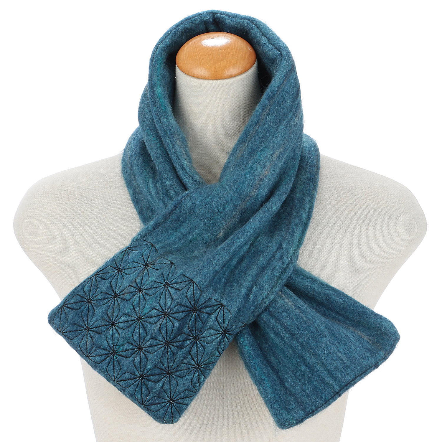 インド製 刺繍差込みマフラー 麻の葉 - 画像1