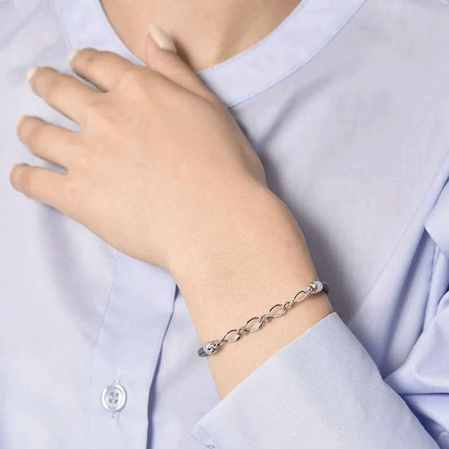 静電気軽減ヘアブレスレット メタルチェーン