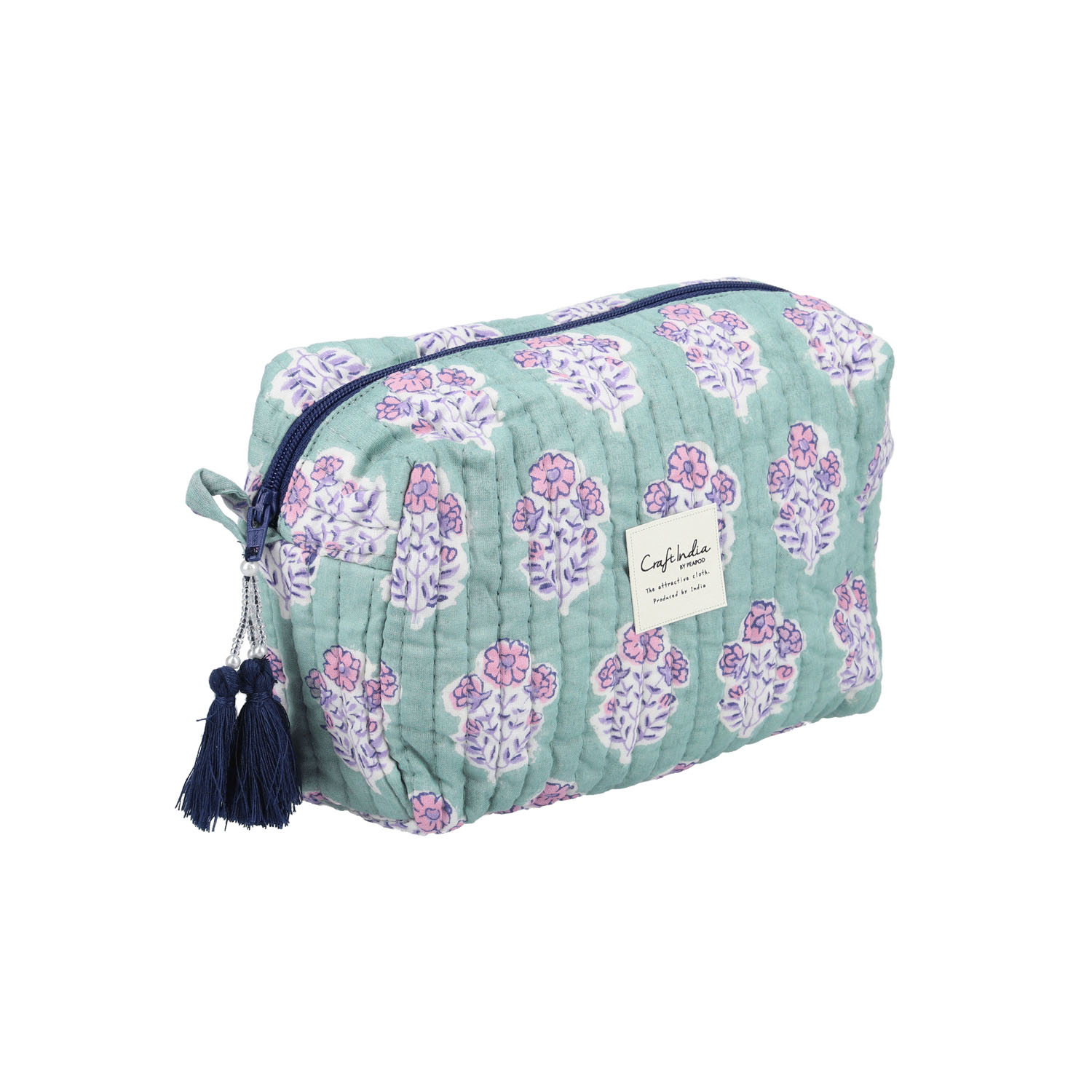 【在庫限り】ブロックプリント マチ付ポーチ - 画像3