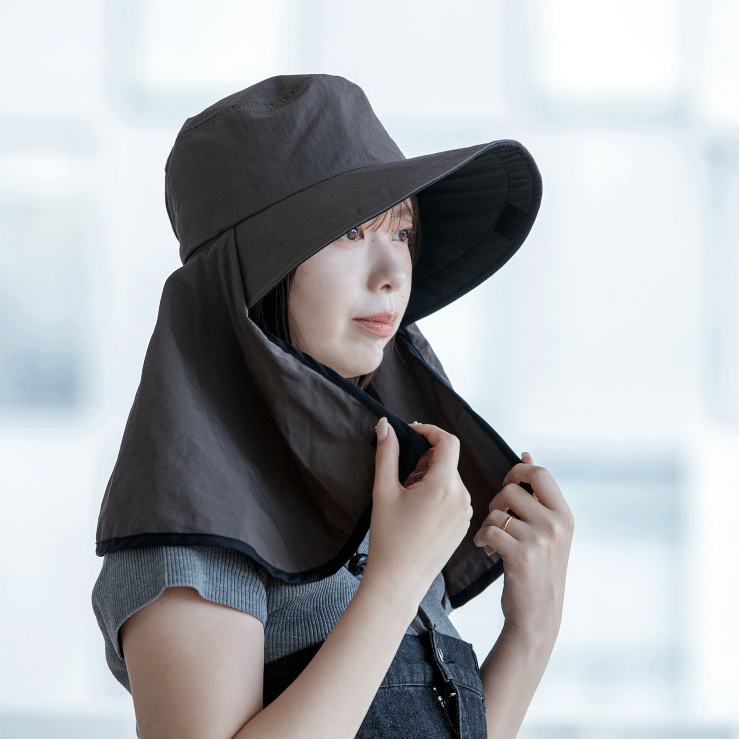 ヴェールナ 撥水タレつば広ハット - 画像6