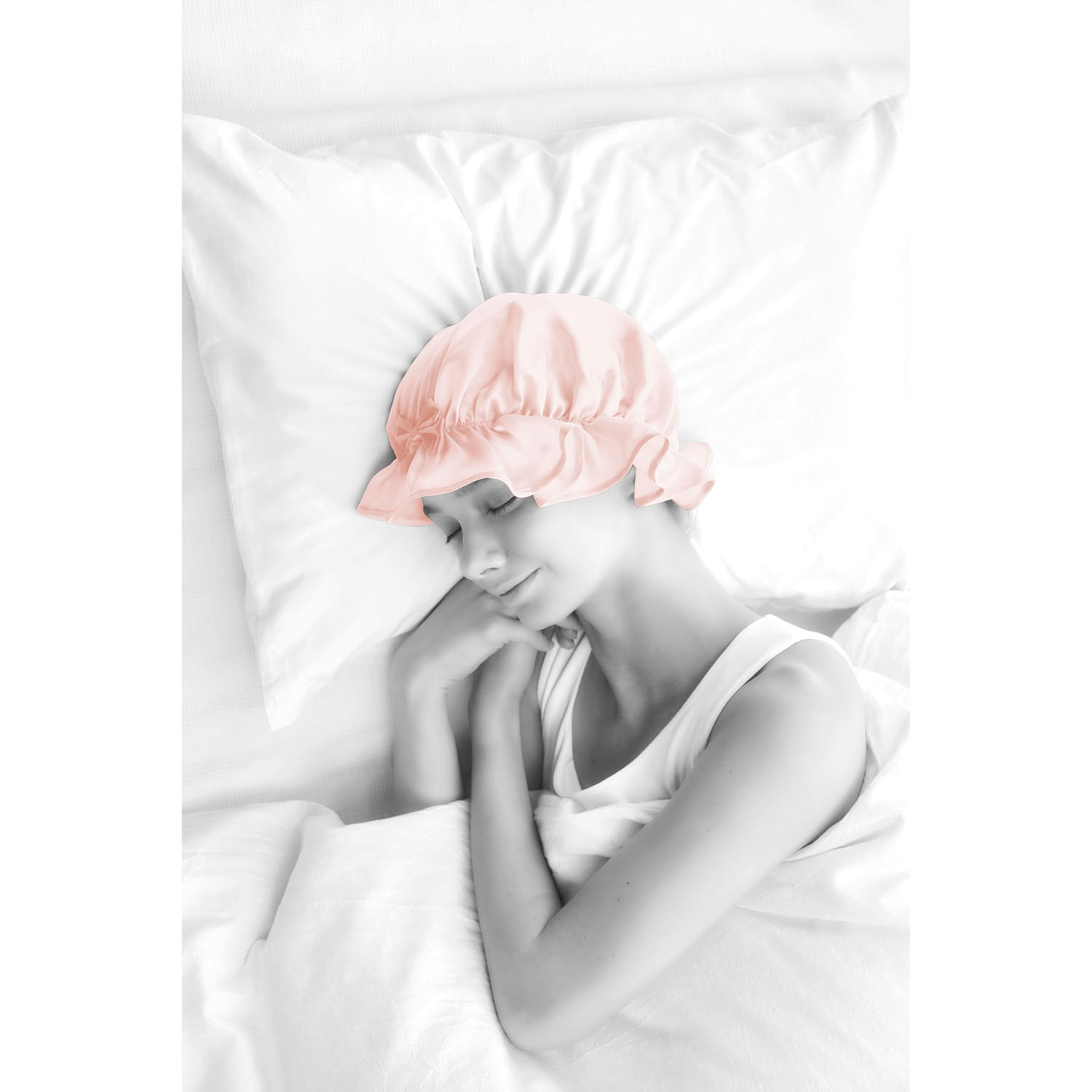 シルクシャイニーナイトキャップコットンピンク - 画像4