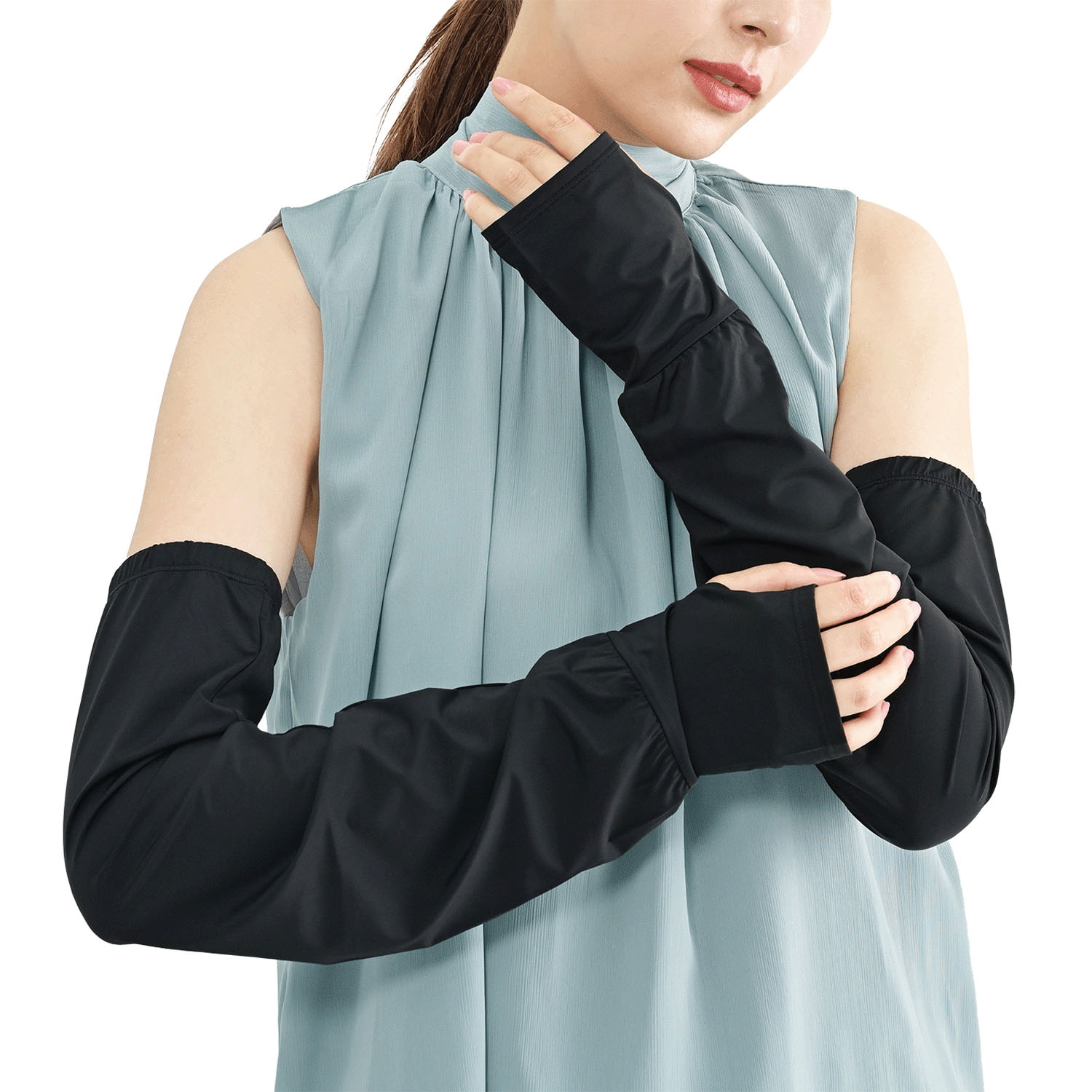 フィットスタイル 指なしゆったりロング手袋 - 画像2