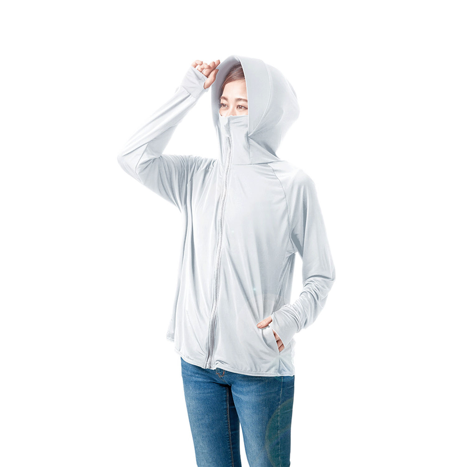 UVプロテクトパーカーシャイン アイスブルー Mサイズ - 画像1