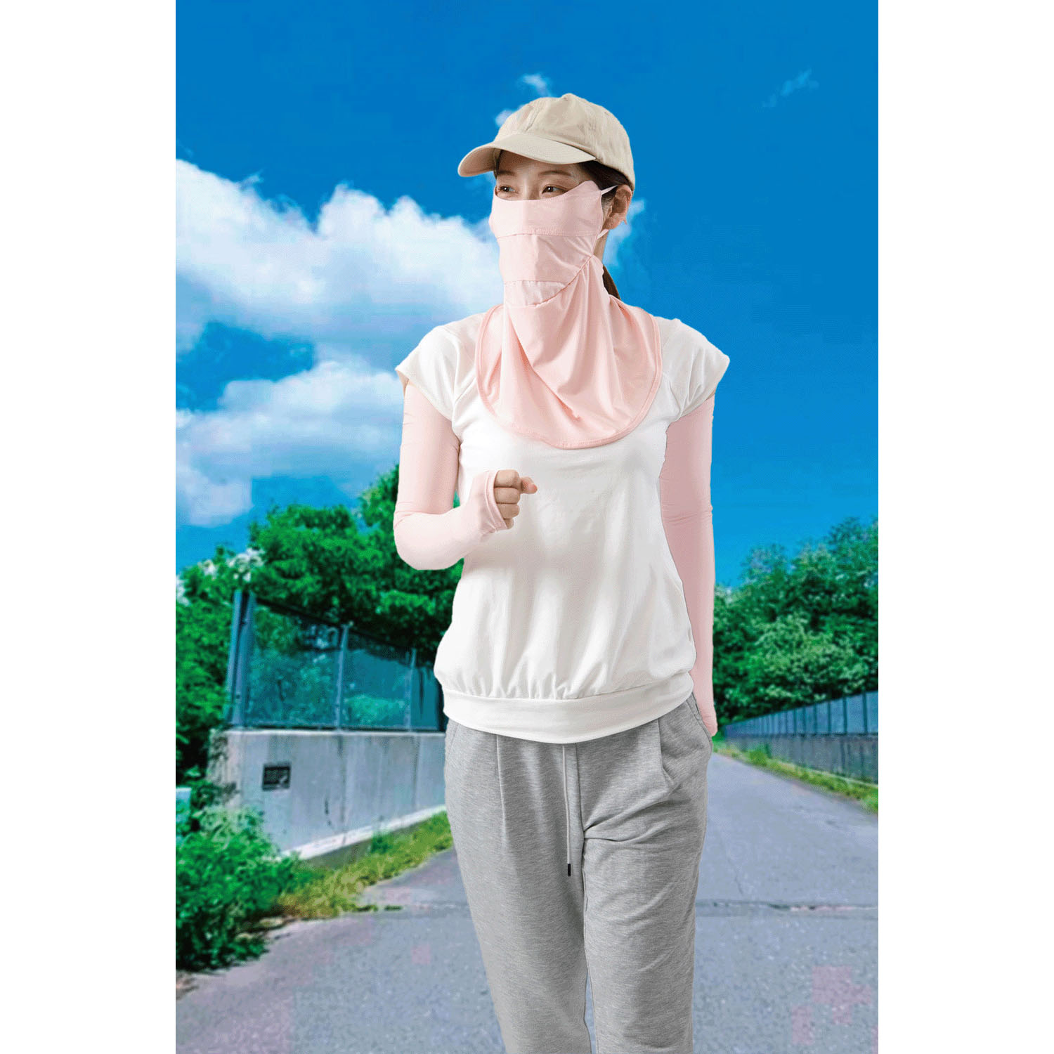 夏に差が出るUVフェイスカバー ピンク・グリーン - 画像8