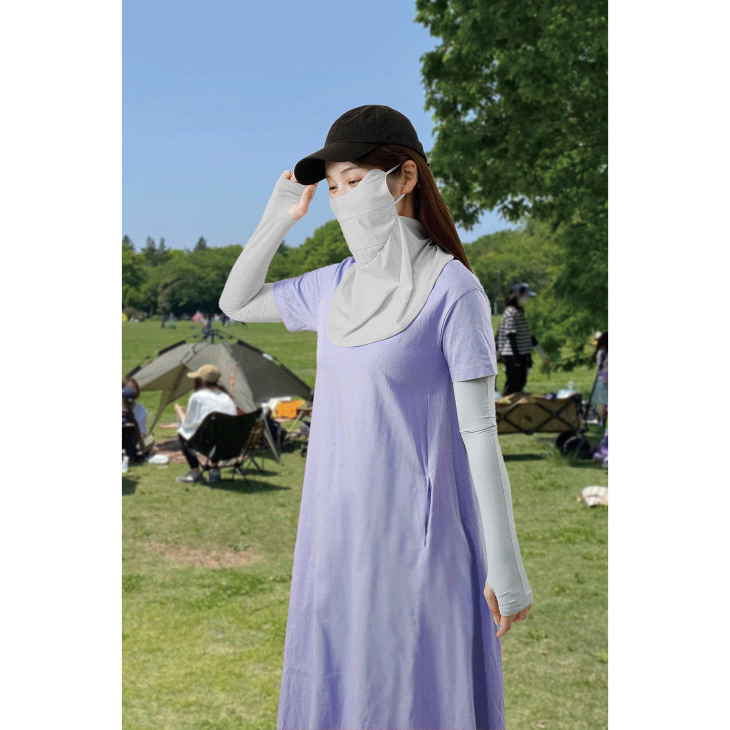 夏に差が出るUVフェイスカバー グレー - 画像6