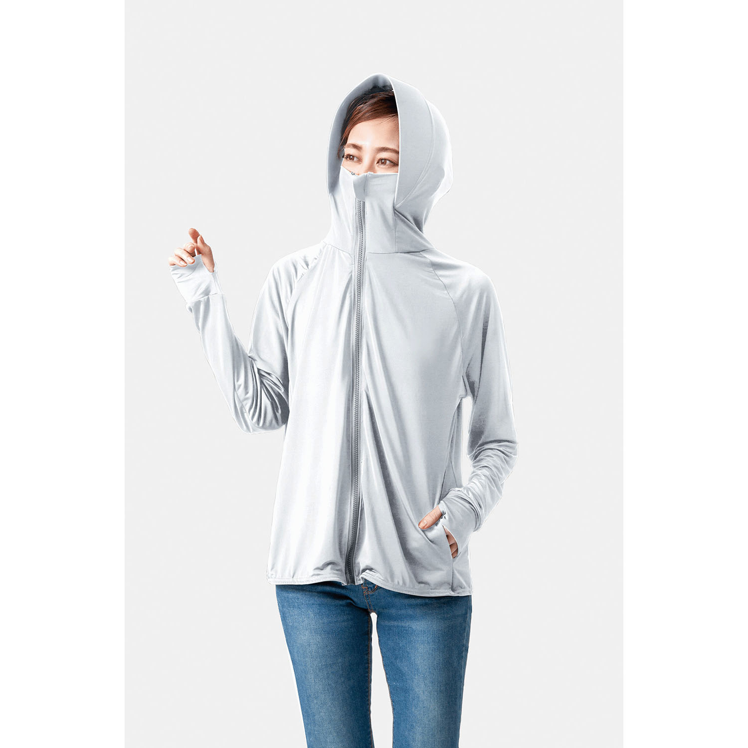 UVプロテクトパーカーシャイン アイスブルー Lサイズ - 画像2