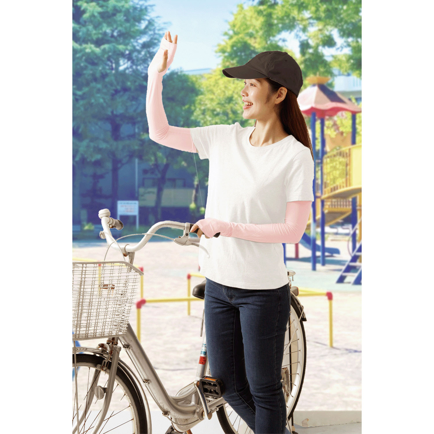 夏に差が出るUVアームカバー ピンク・グリーン - 画像9