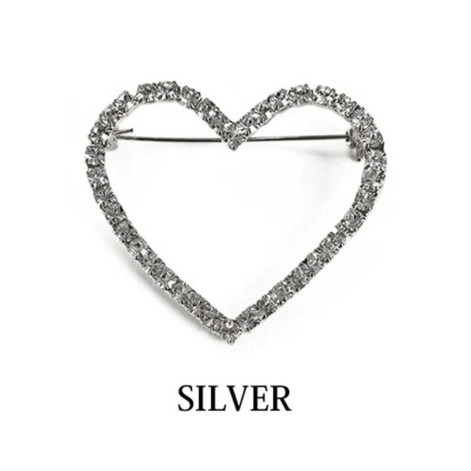 日本製 ビジューオープンハートブローチ - 画像6