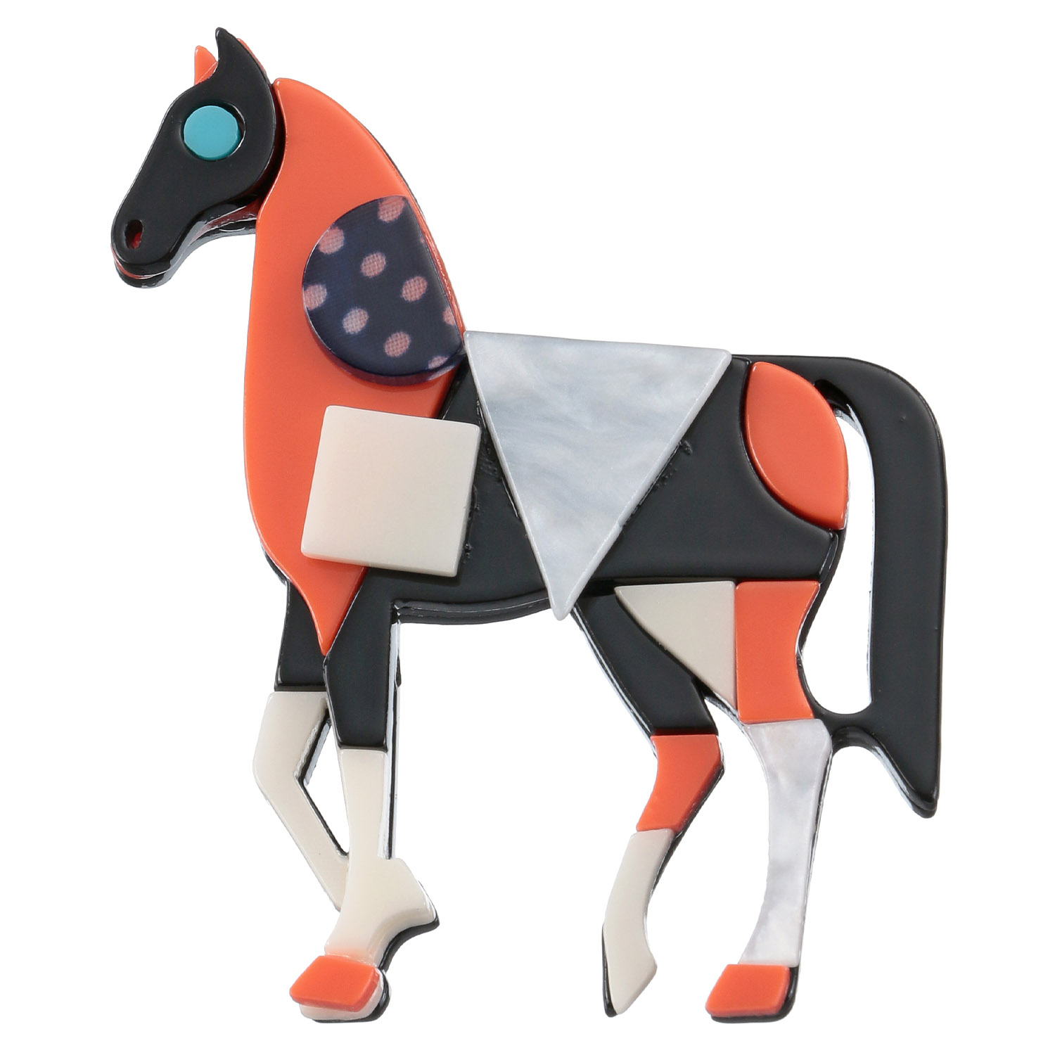 コラージュ馬ブローチ - 画像3