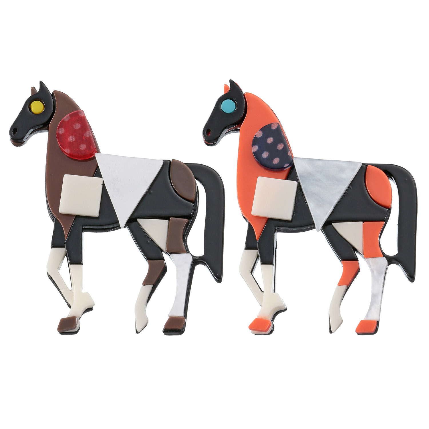 コラージュ馬ブローチ - 画像1