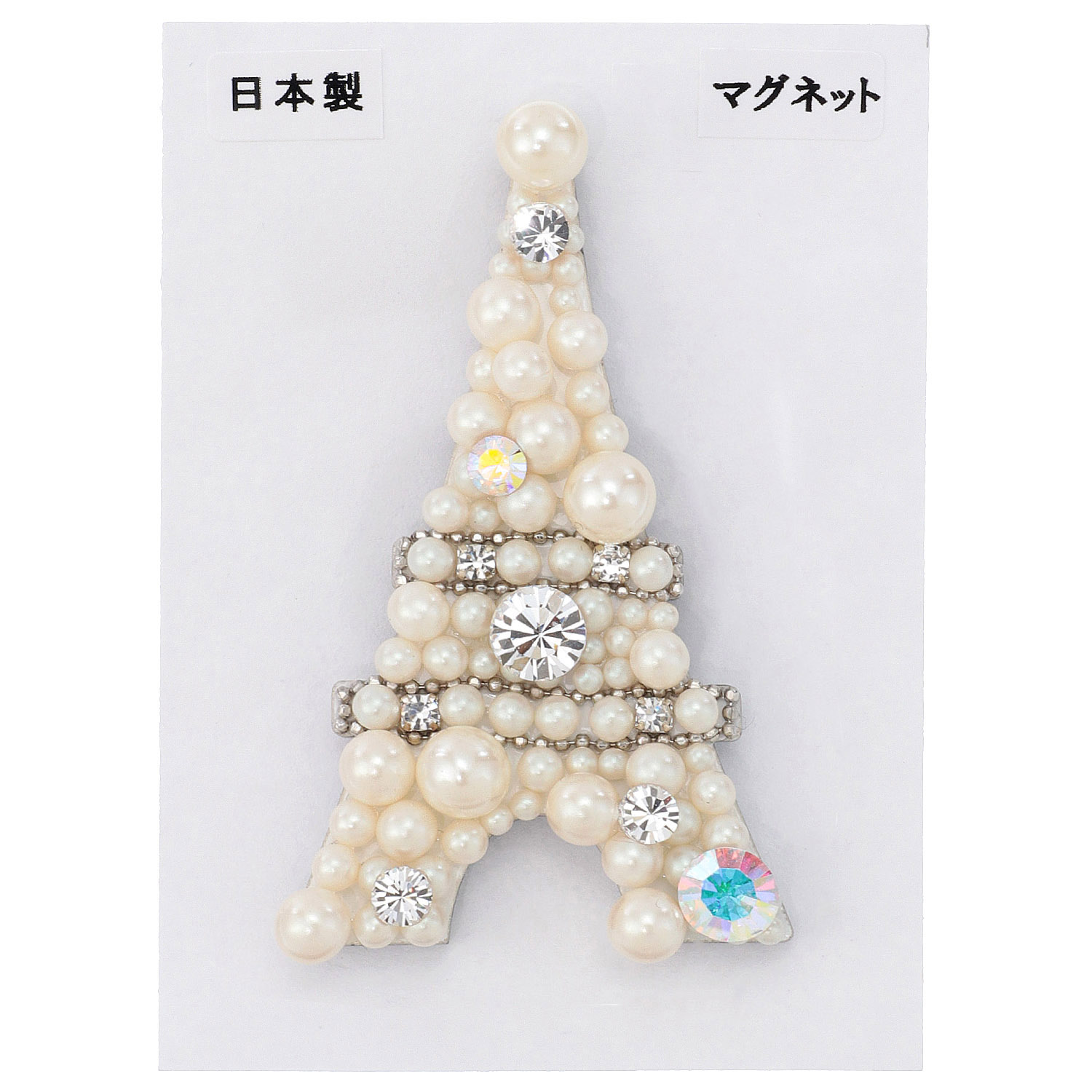 エッフェル塔パールビジューマグネットブローチ - 画像1