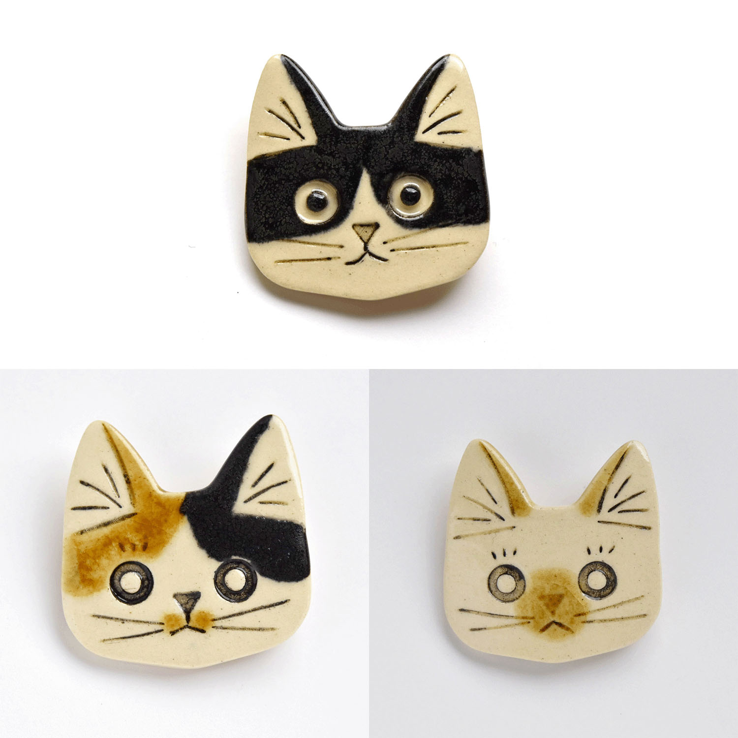 ORIDE ChiSE（おりでちせ）陶製ブローチ 猫