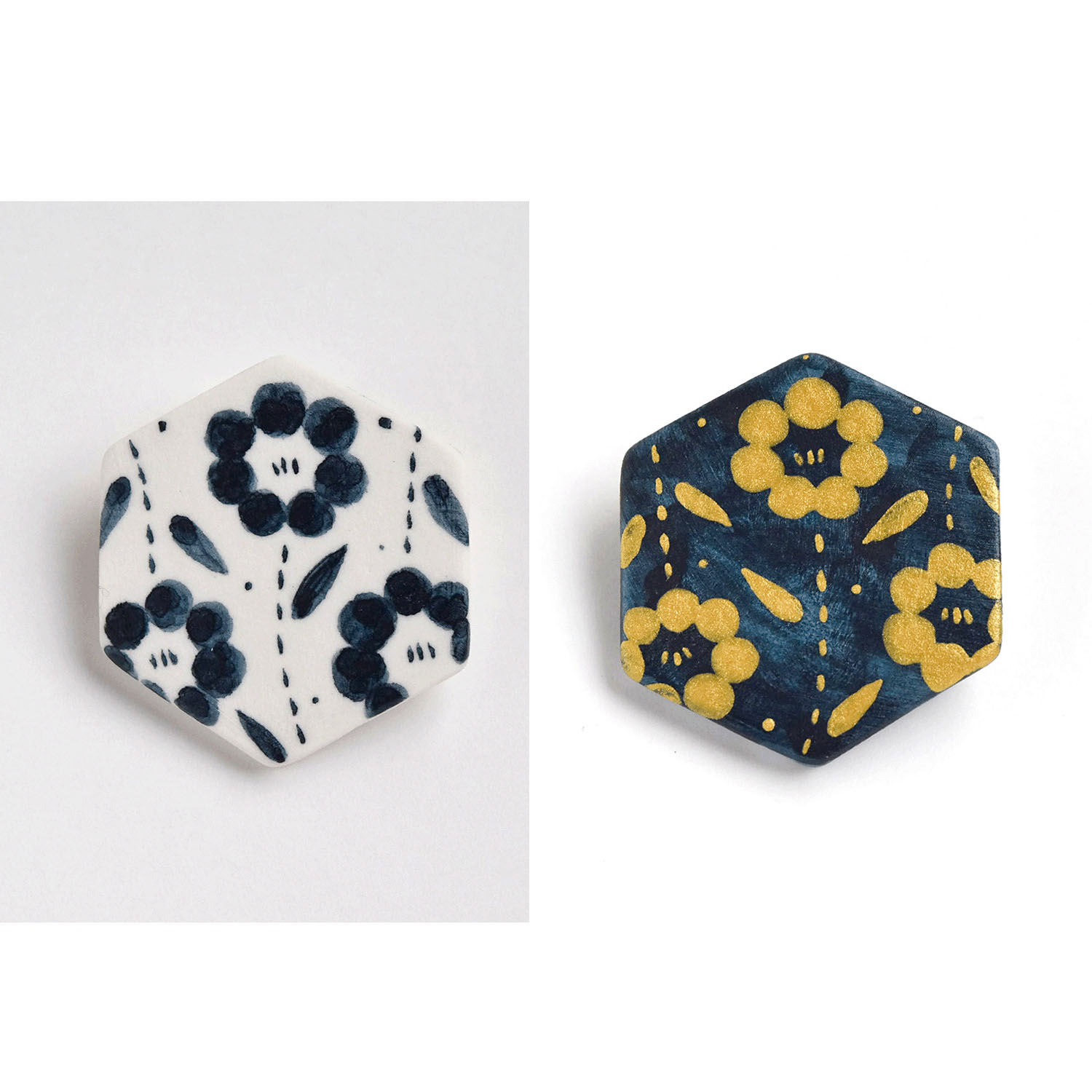 ORIDE ChiSE（おりでちせ）陶製ブローチ 六角形