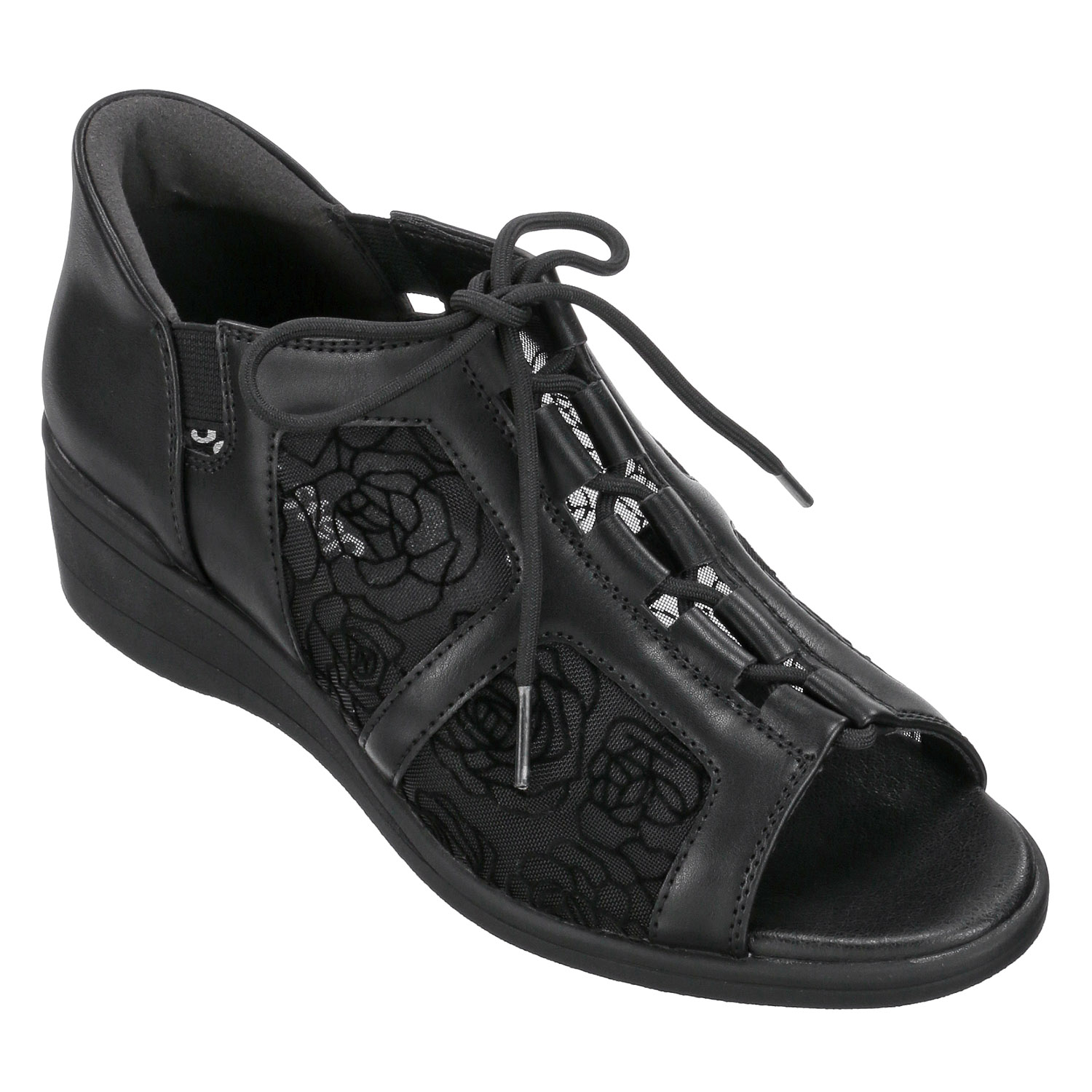 【するっと脱ぎ履きサンダル】 SOFT STEP チュールレースアップサンダルSSP3802 - 画像2