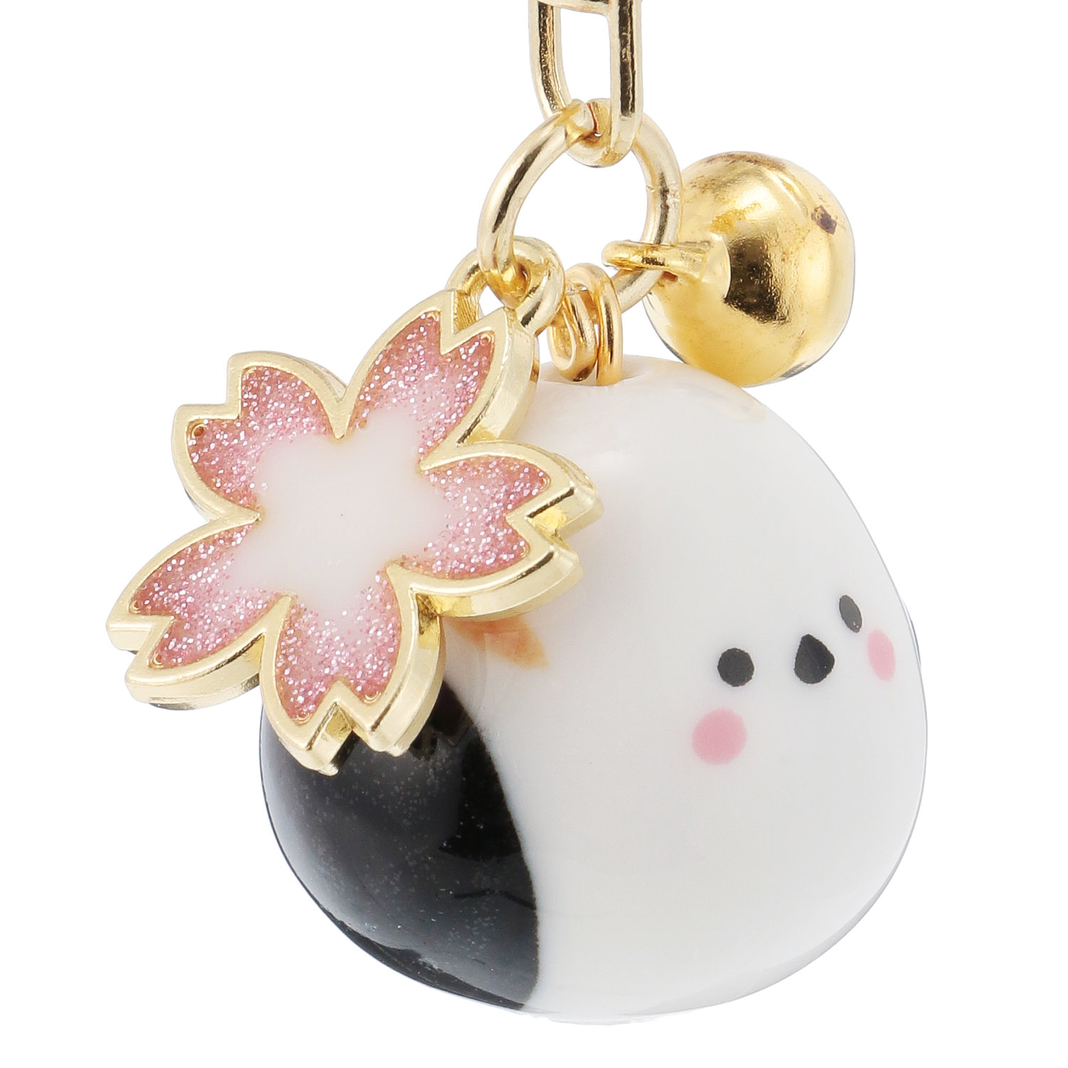 まんまる陶器シマエナガ桜キーホルダー - 画像2