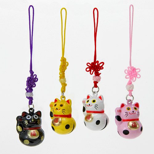 根付 カラー招き猫鈴 - 画像1