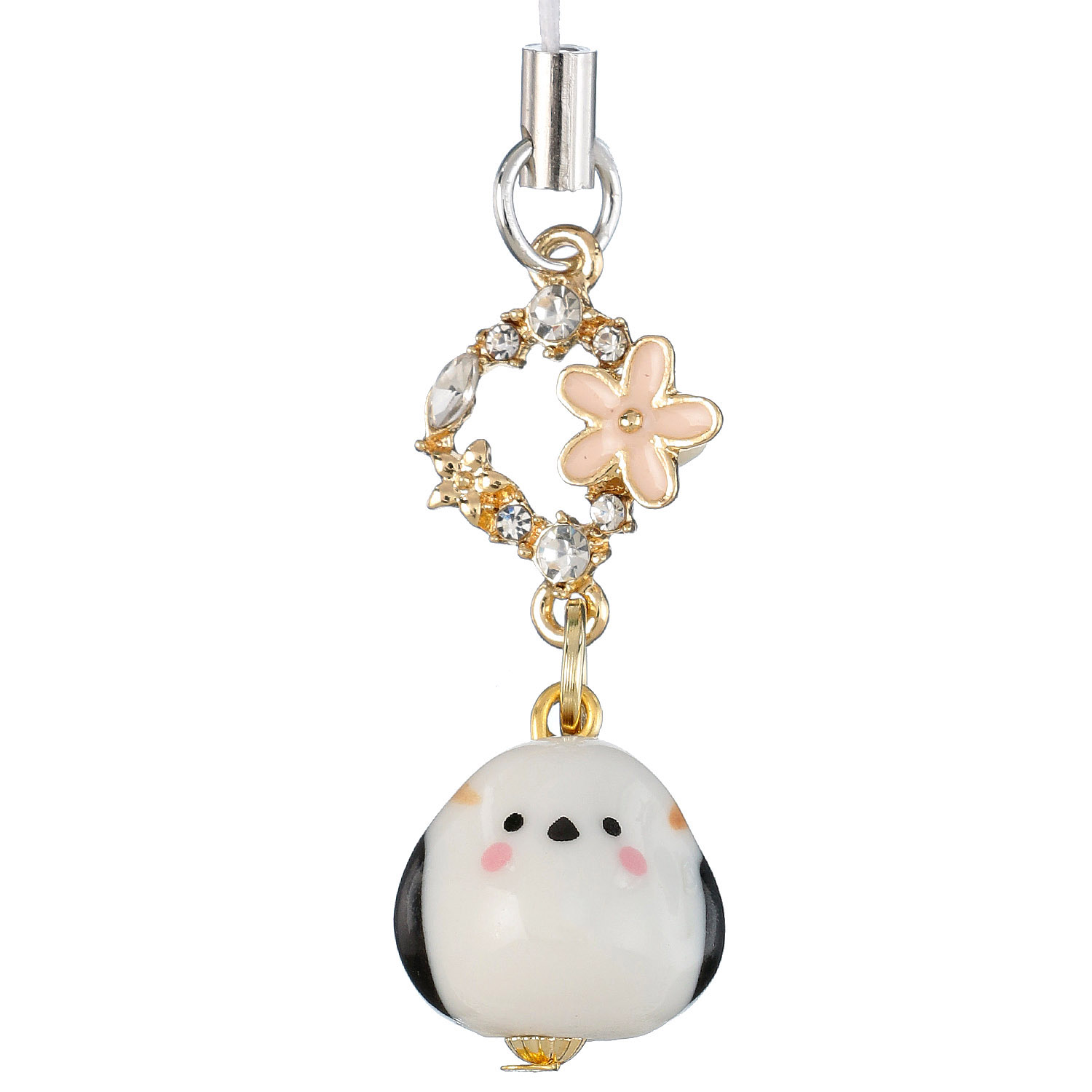 まんまる陶器シマエナガフラワーストラップ - 画像3