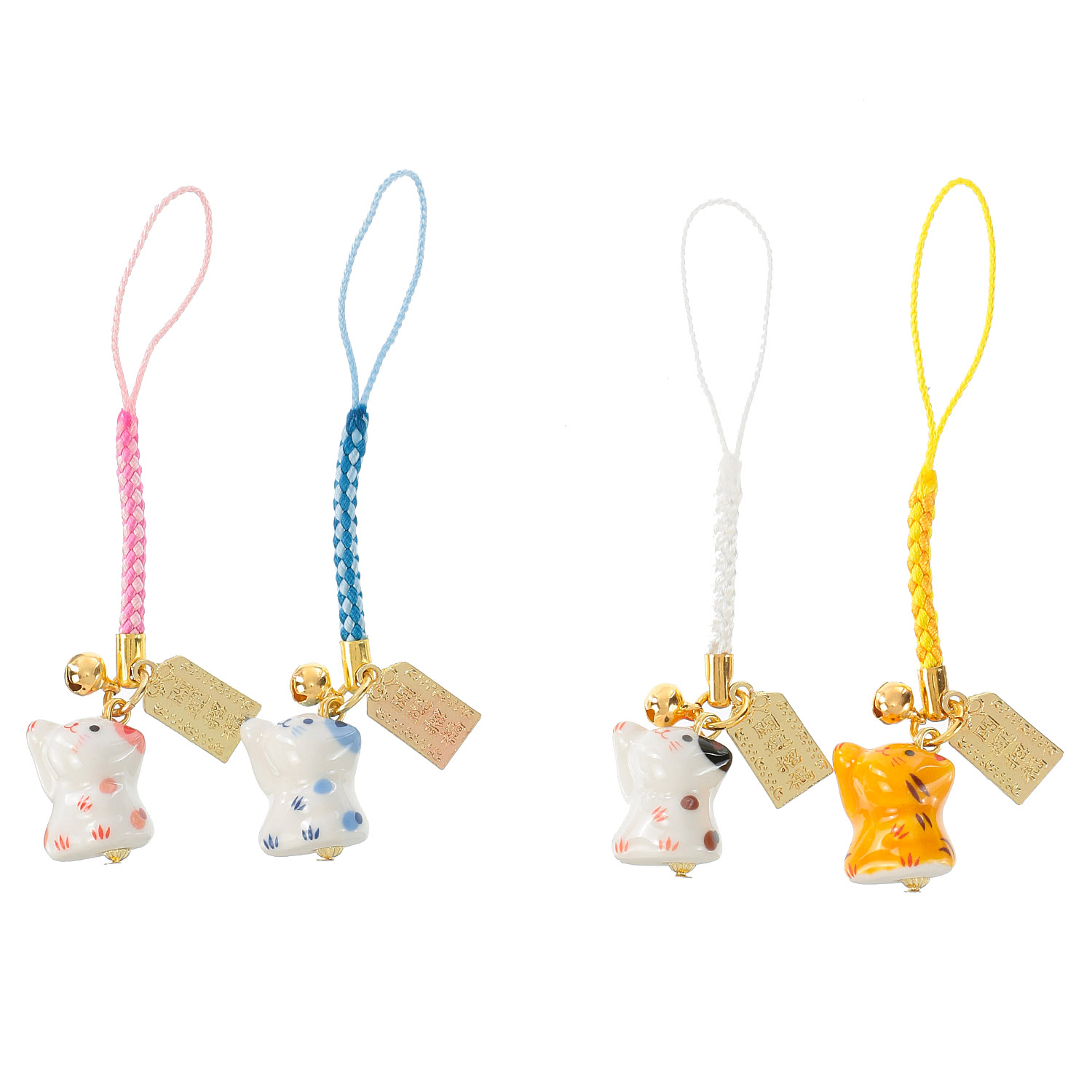 陶器おねだり猫御守付き根付 - 画像1