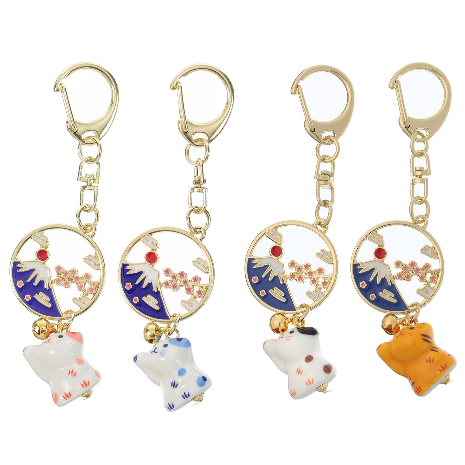 陶器あっぱれ富士山 猫キーホルダー - 画像1