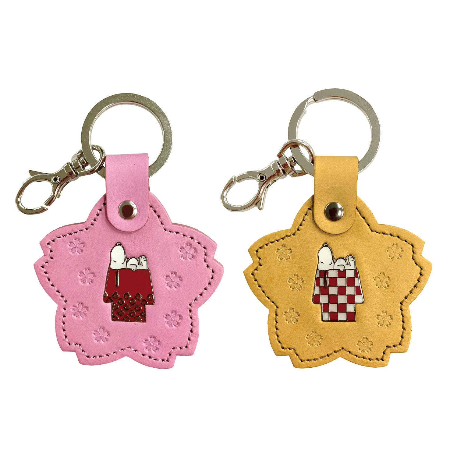 スヌーピー レザーキーホルダー桜