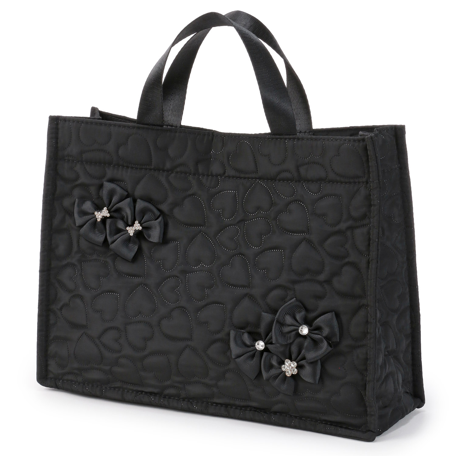 デコレーションハートキルティングA4トートバッグ - 画像3