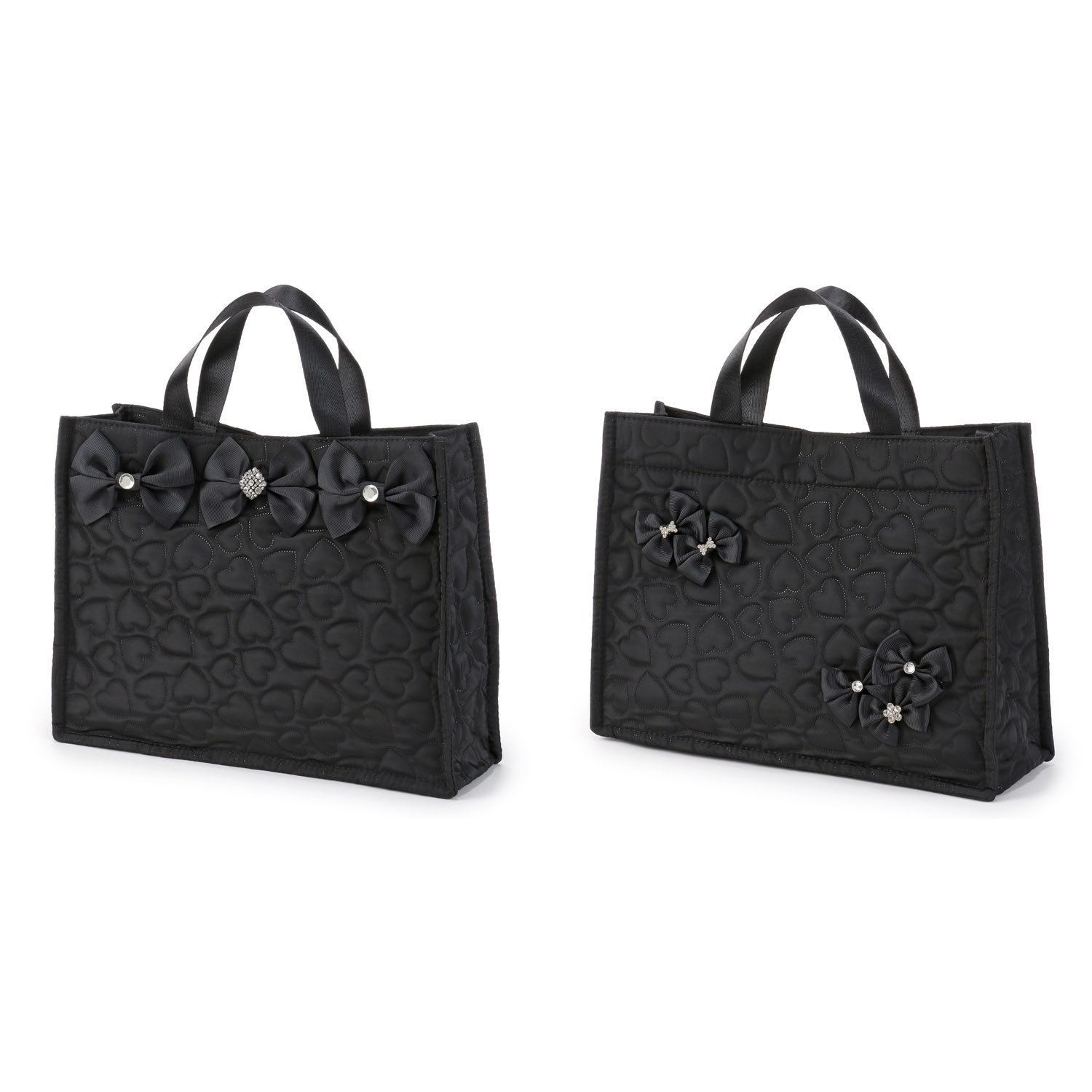 デコレーションハートキルティングA4トートバッグ - 画像1