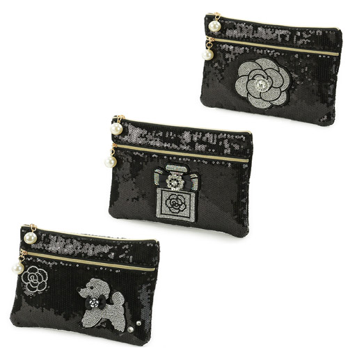 スパンコールWファスナーポ－チ