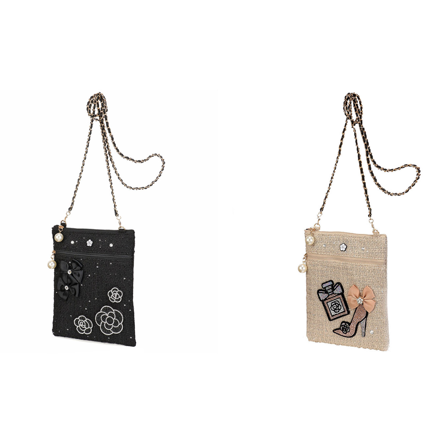 デコレーションツイードポシェット