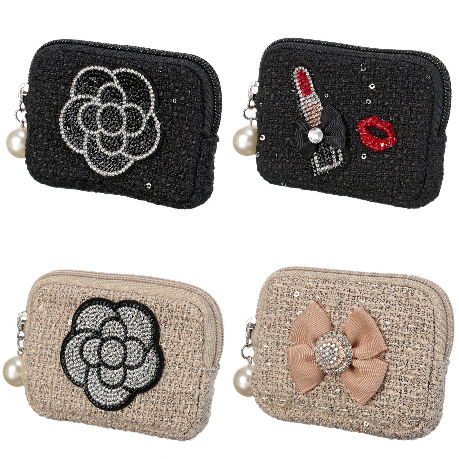 デコレーションツイードミニポーチ - 画像1