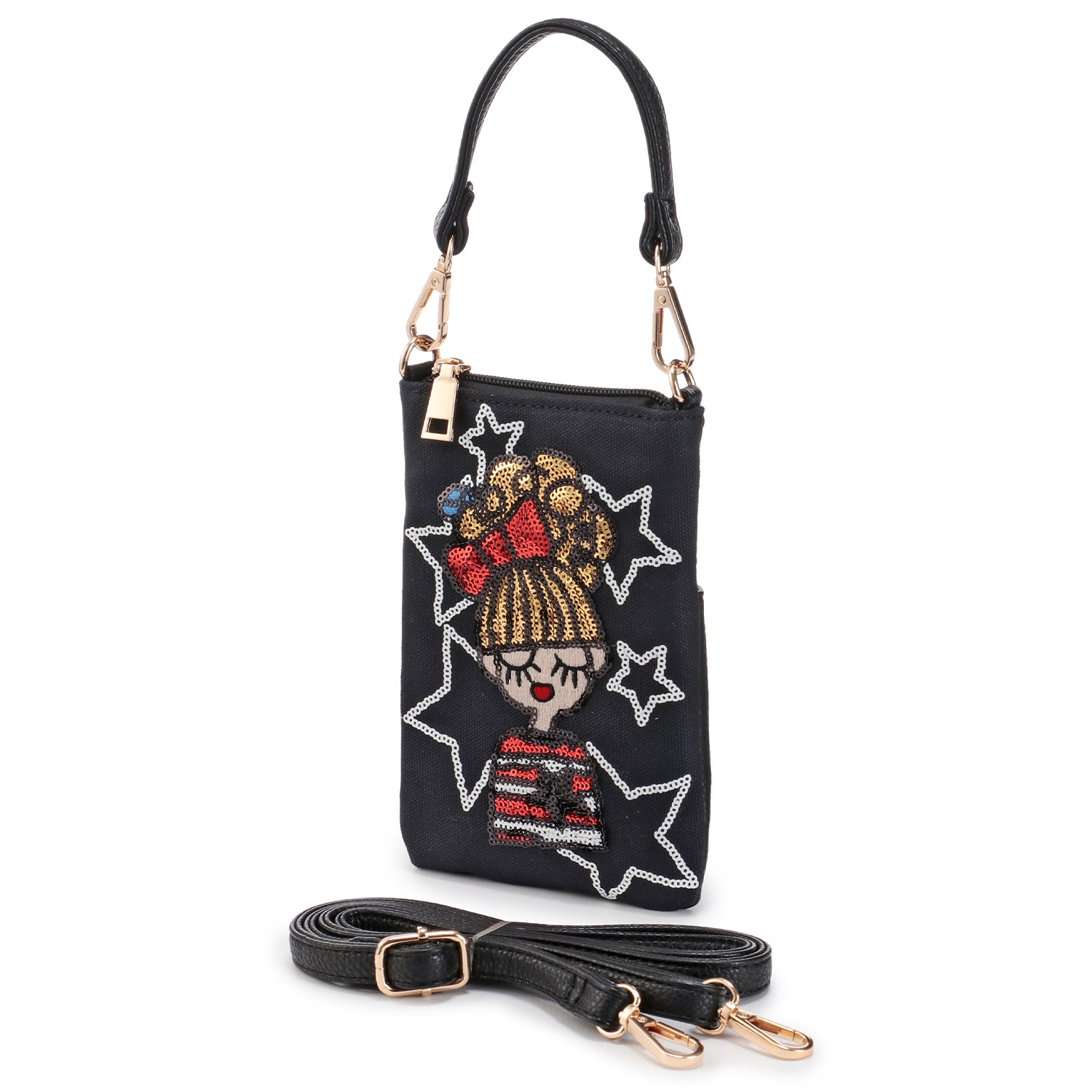 女の子 デニム風スマホショルダ－ - 画像2