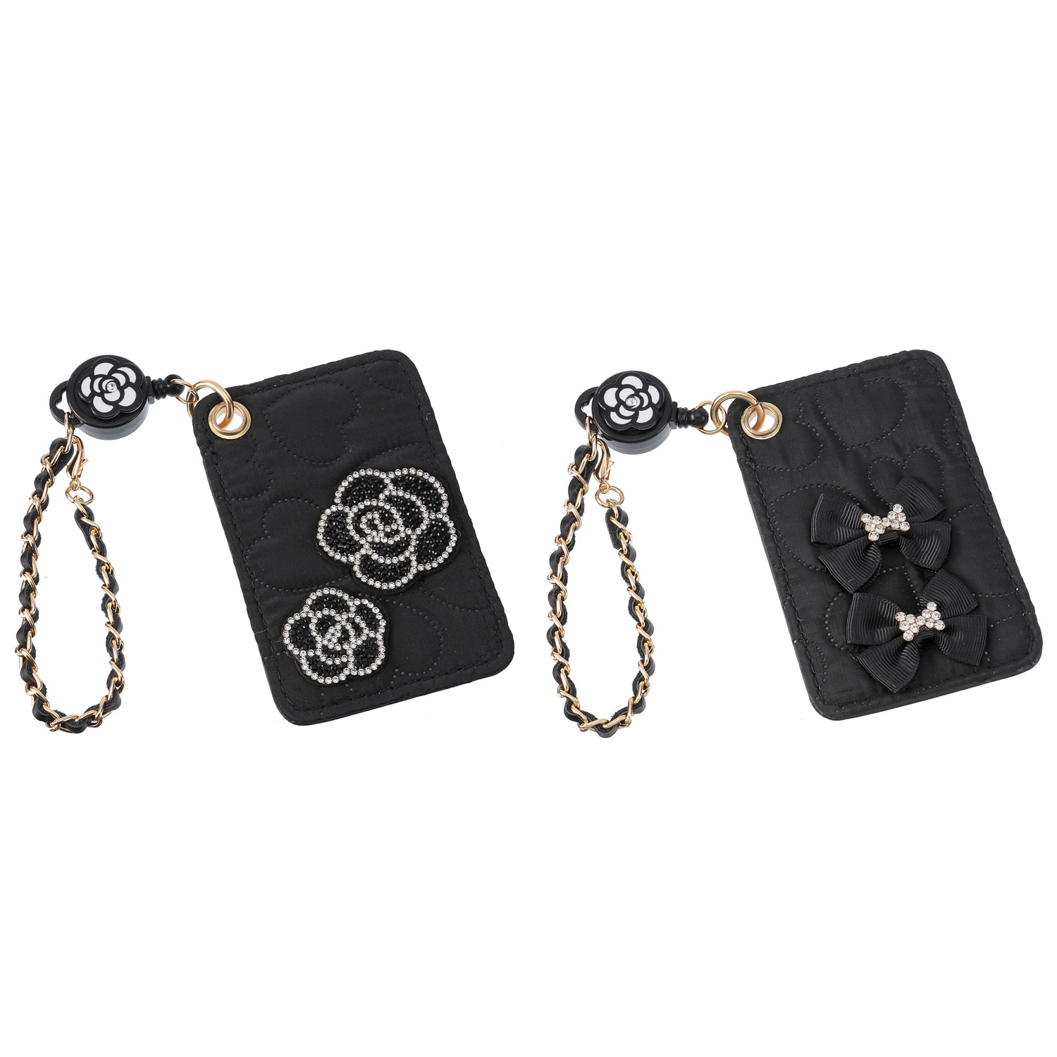 デコレーション ハート柄キルティングパスケース - 画像1