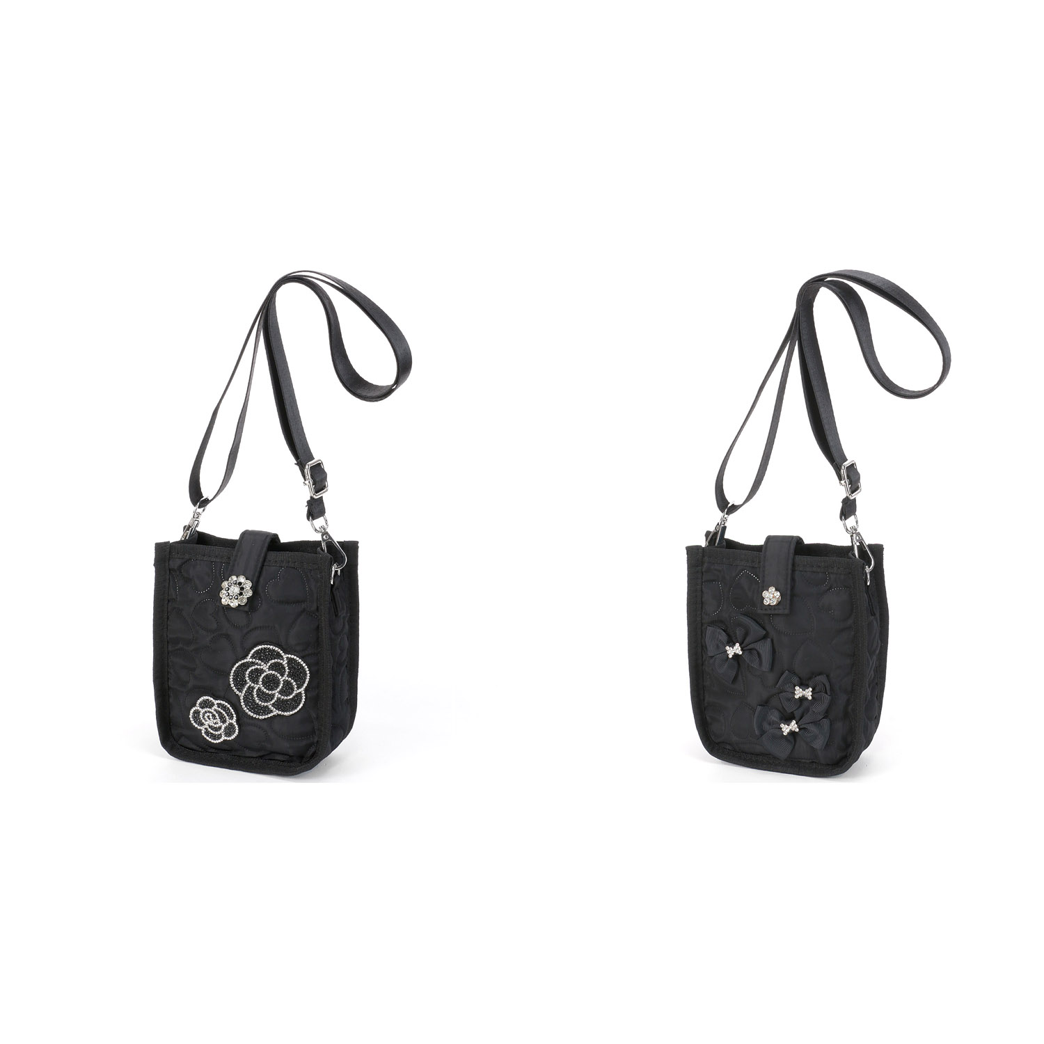 デコレーション ハート柄キルティングポシェット - 画像1