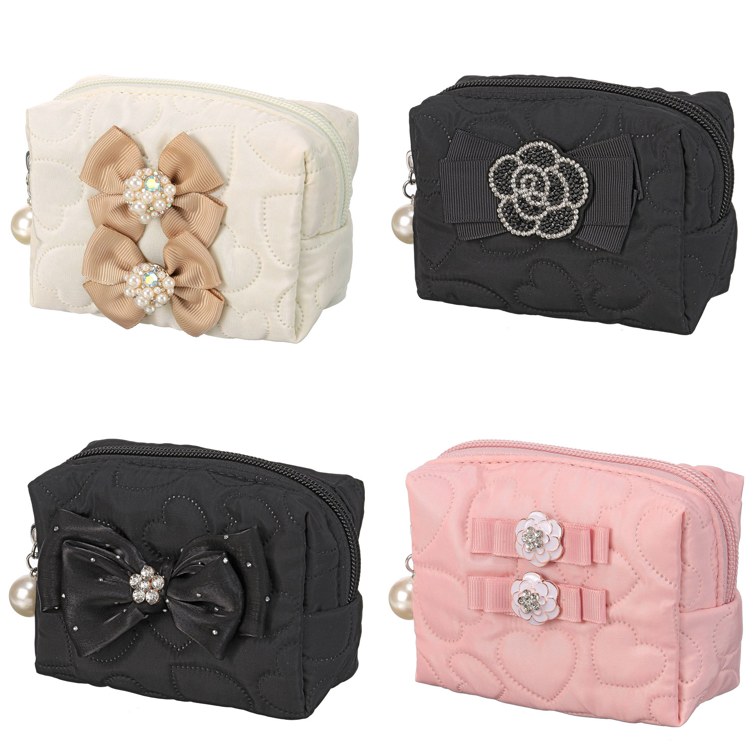 デコレーション ハート柄キルティングポーチ - 画像1