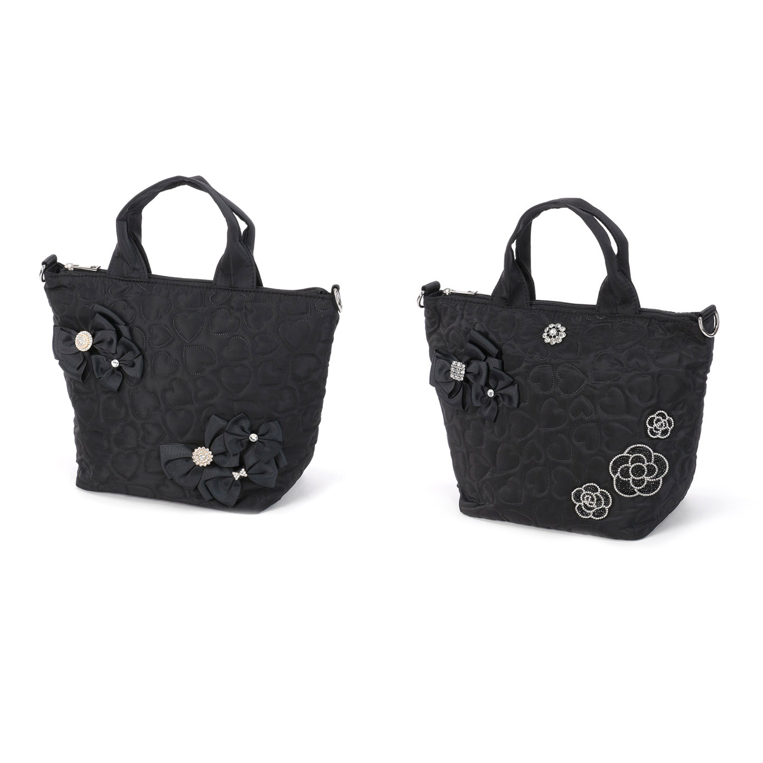 デコレーション ハート柄キルティングバッグ - 画像1