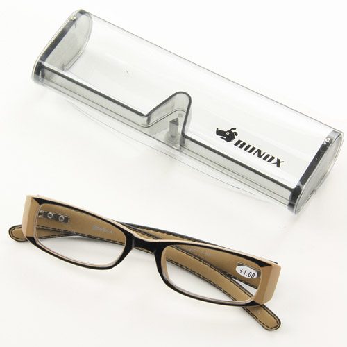 リーディンググラス レザー風 ベージュ