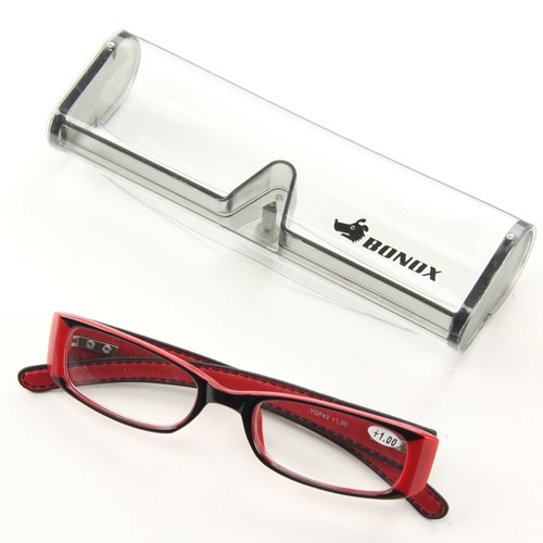 リーディンググラス レザー風 レッド - 画像1