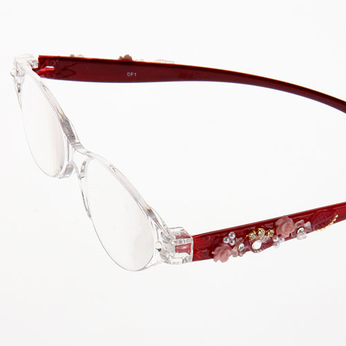 デコパーツ オーバルケース入り リーディンググラス 赤バラ - 画像2