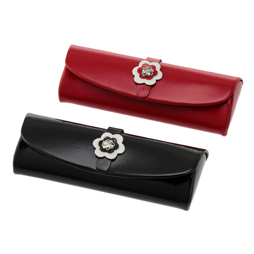 エナメル眼鏡ケース 花ベルト