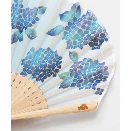 あじさい猫扇子 水色 - 画像2